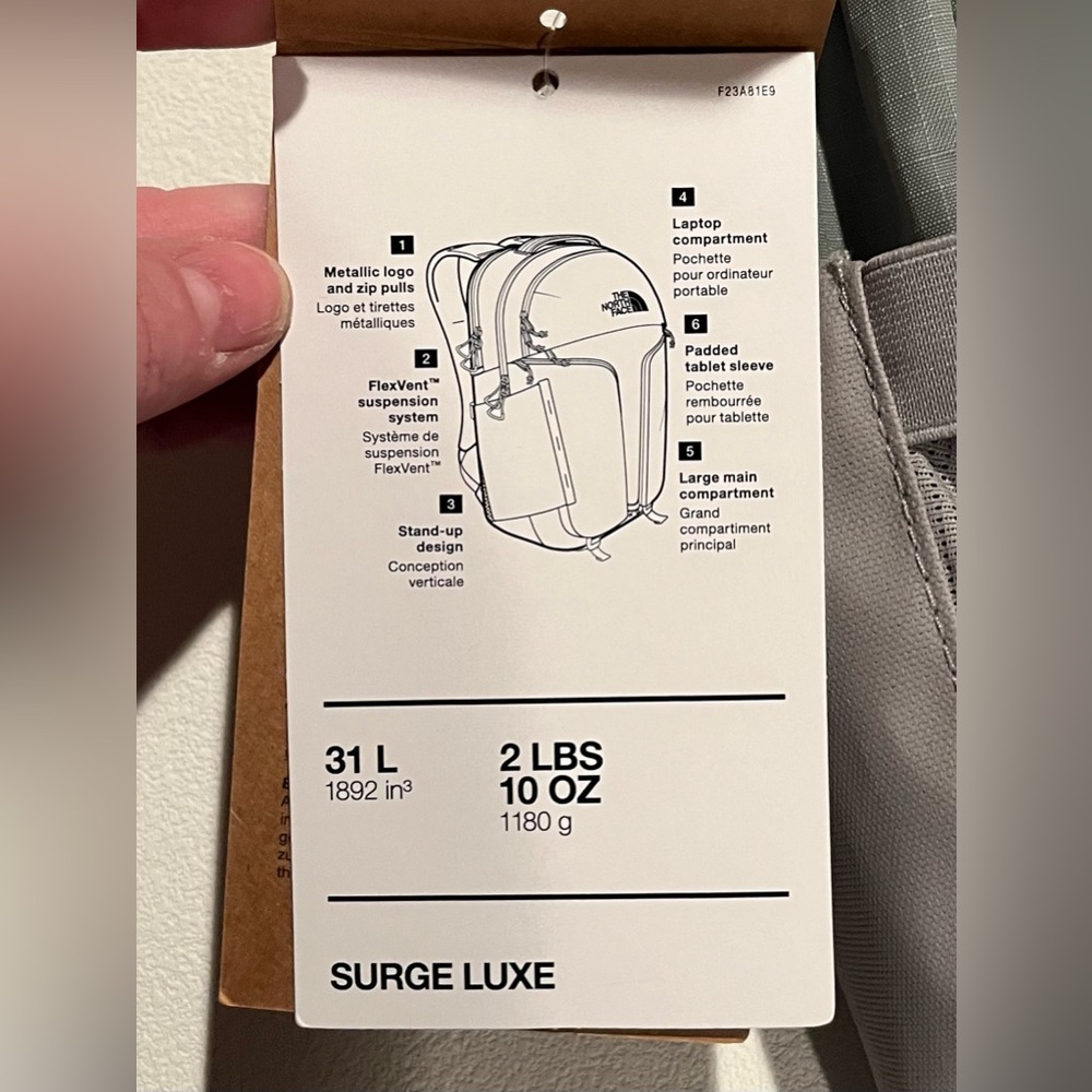 The North Face Surge Luxe Gray/mint Backpack 31L Laptop Travel Bag NWT - Picture 5 of 8